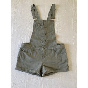 Mossimo Supply Co Gray White Hickory Stripe Shortall Overalls Womens L